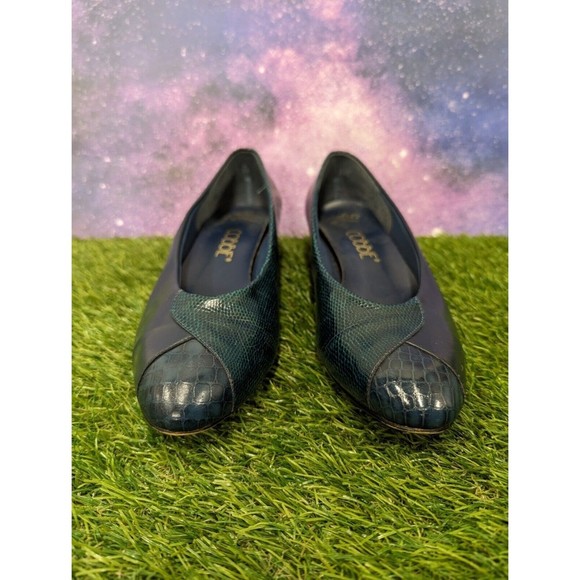 Cobbie RetroFlex System Teal Snakeskin Print Leather Slip-On Women's Shoes Sz 10 - Picture 2 of 8